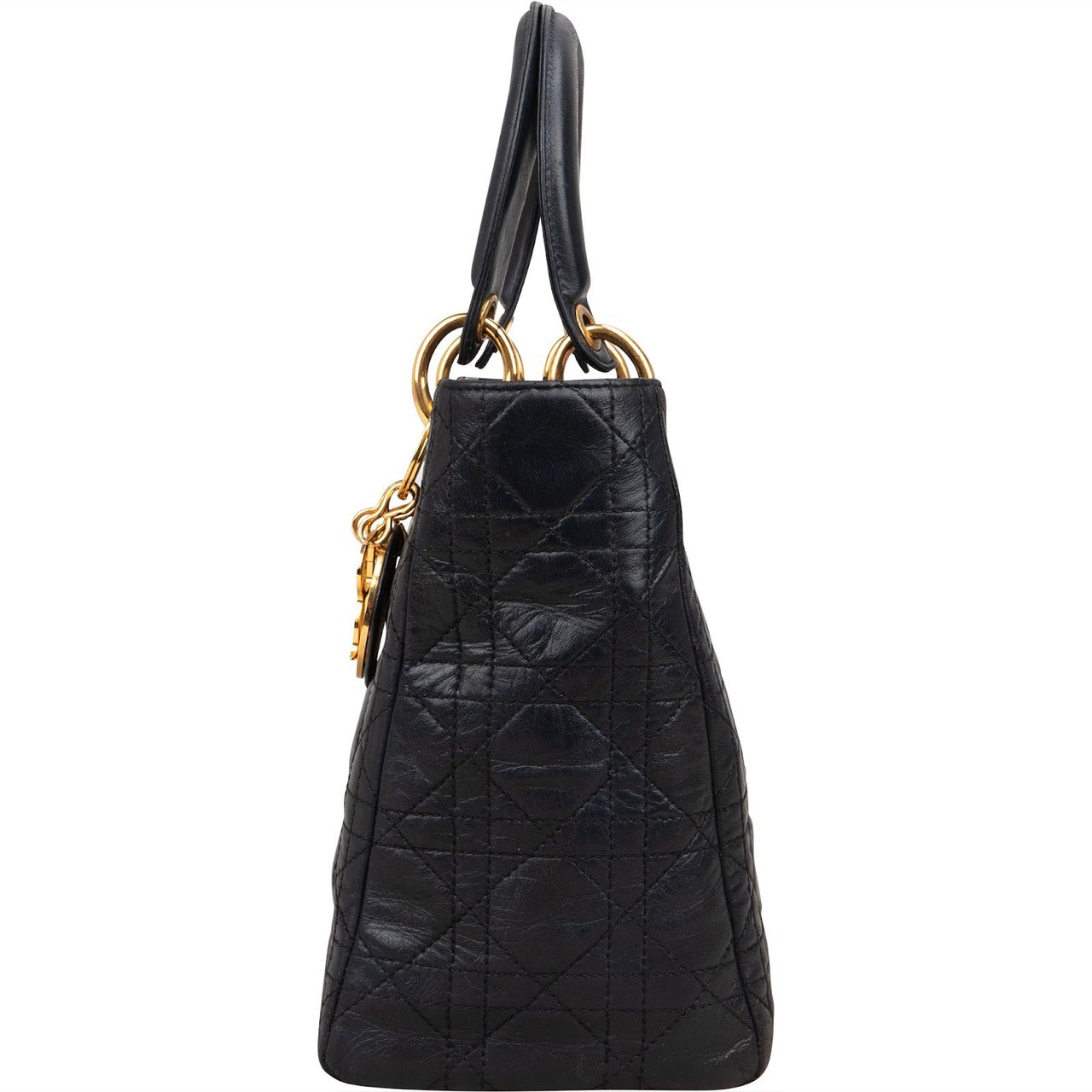 Dior Christian Dior Quilted Leather Lady Dior Handbag Blauw