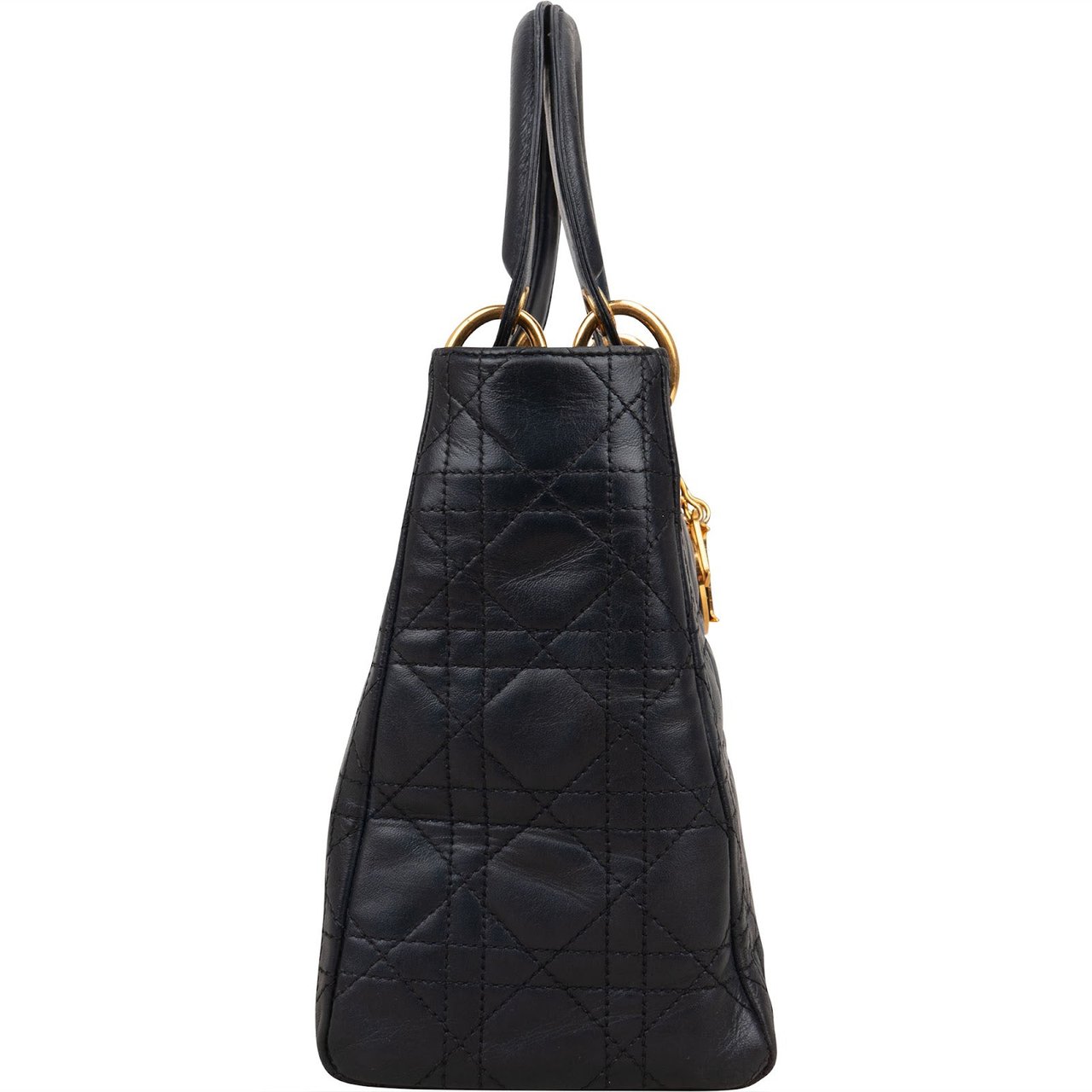 Dior Christian Dior Quilted Leather Lady Dior Handbag Blauw