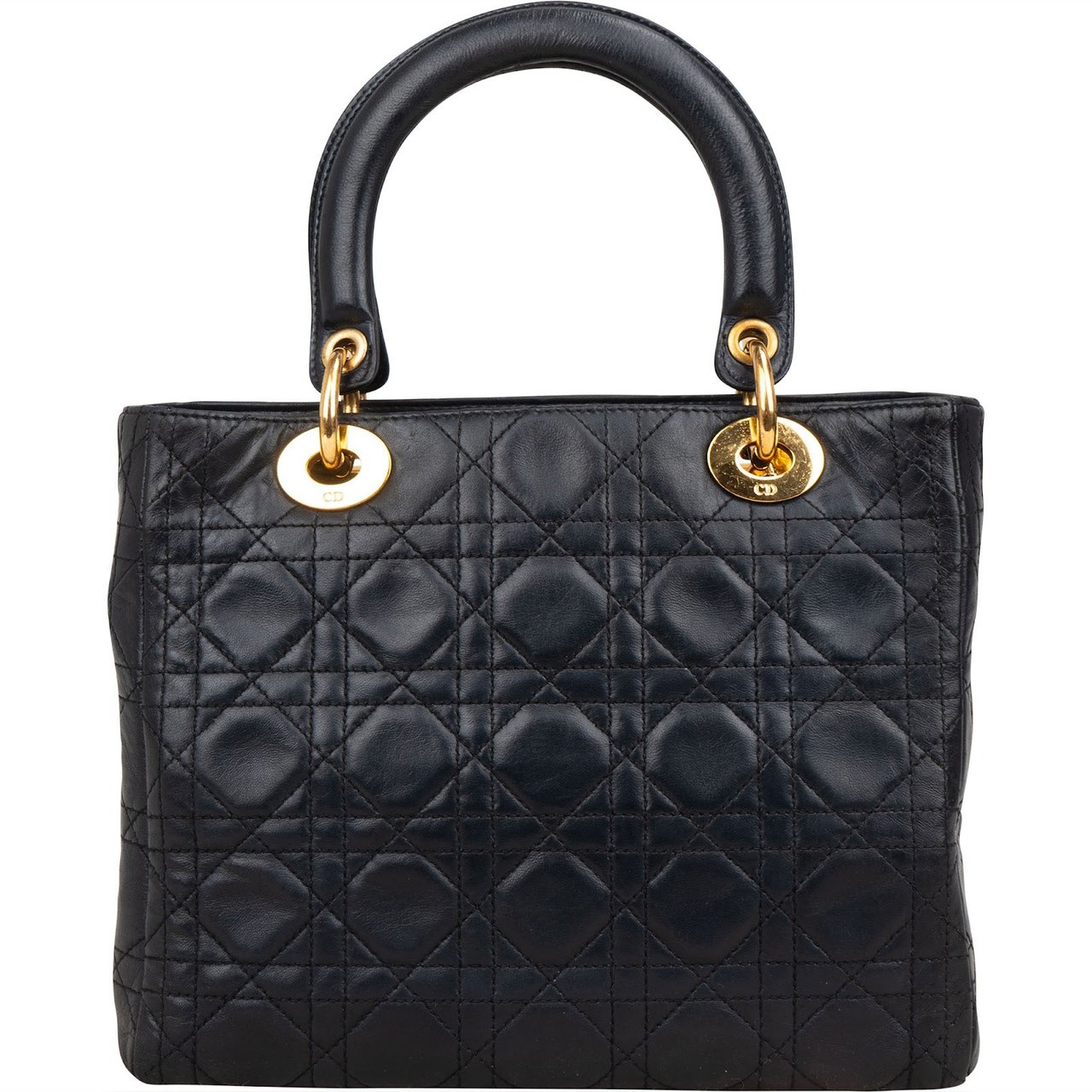 Dior Christian Dior Quilted Leather Lady Dior Handbag Blauw