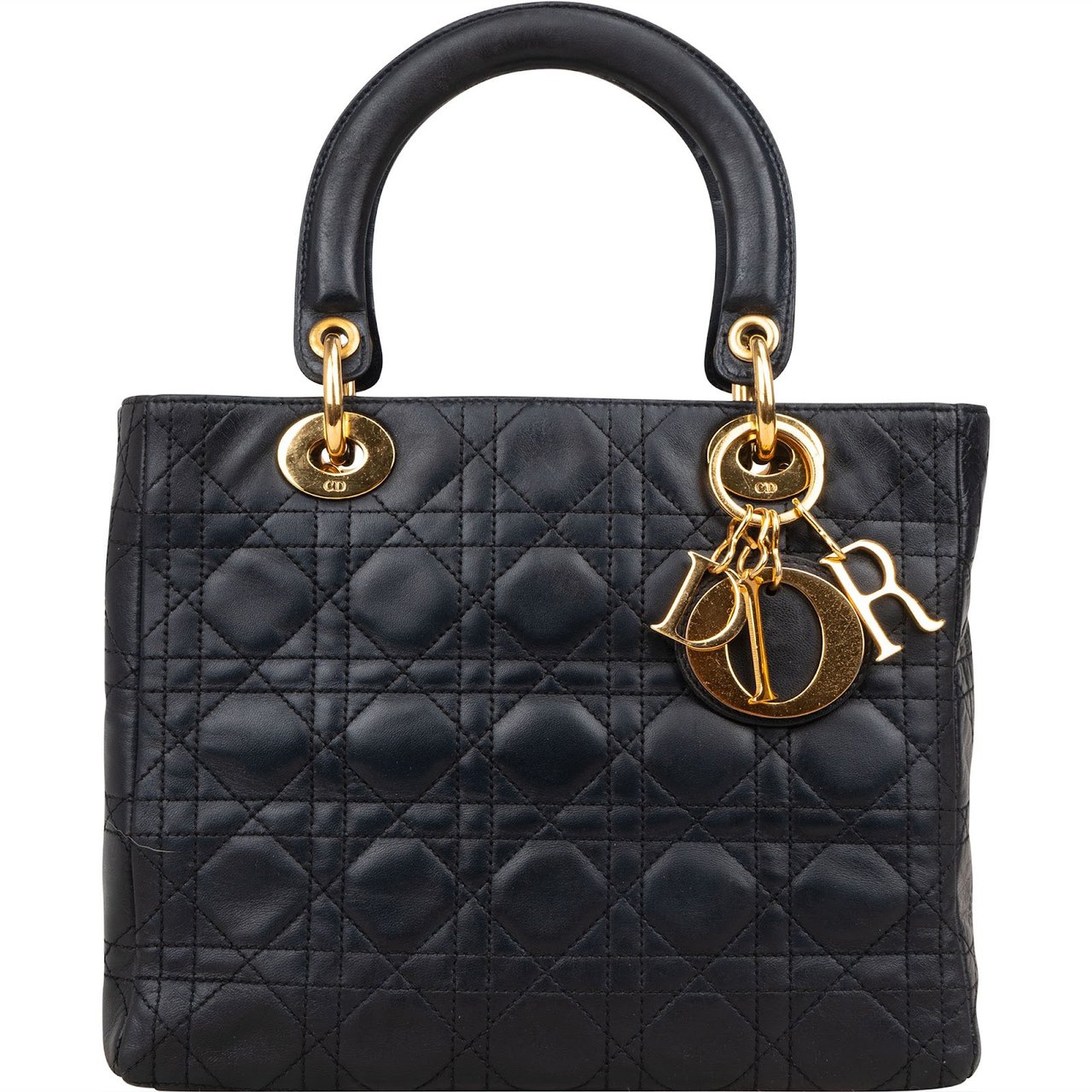Dior Christian Dior Quilted Leather Lady Dior Handbag Blauw