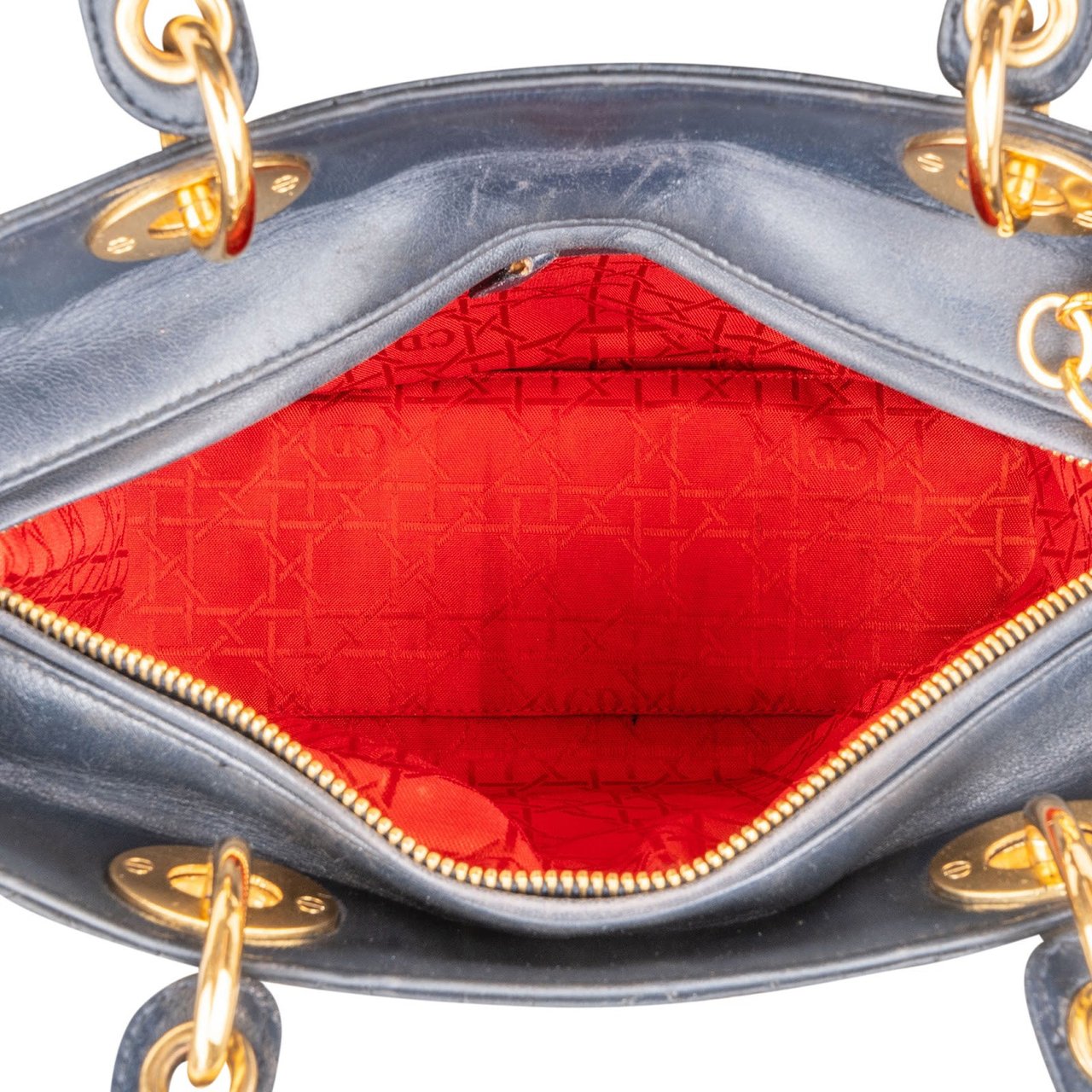 Dior Christian Dior Quilted Leather Lady Dior Handbag Blauw