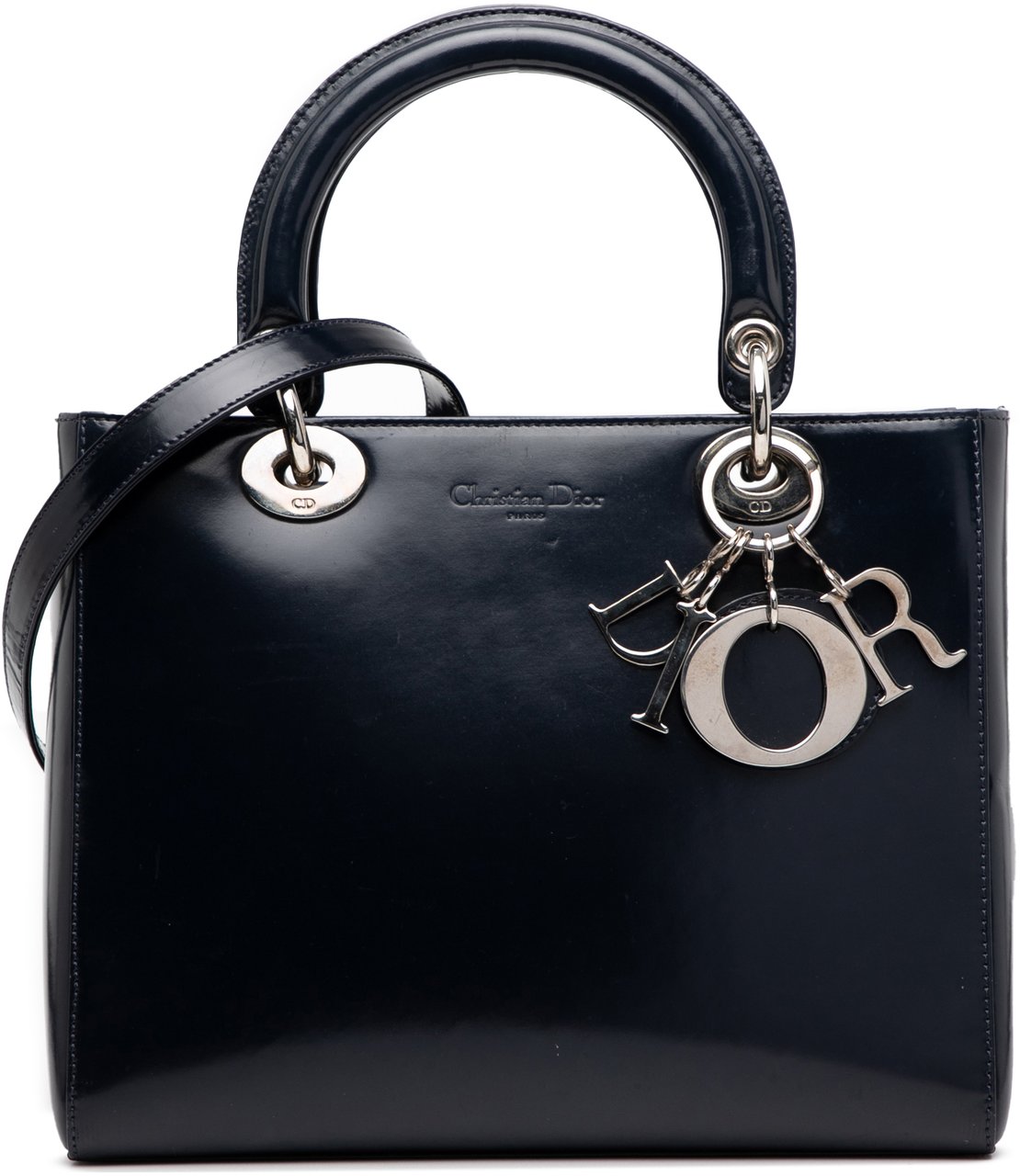 Dior Medium Glazed Calfskin Lady Dior Blauw
