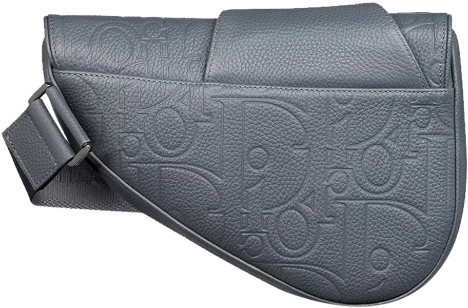 Dior Dior Leather Saddle Bag Grijs