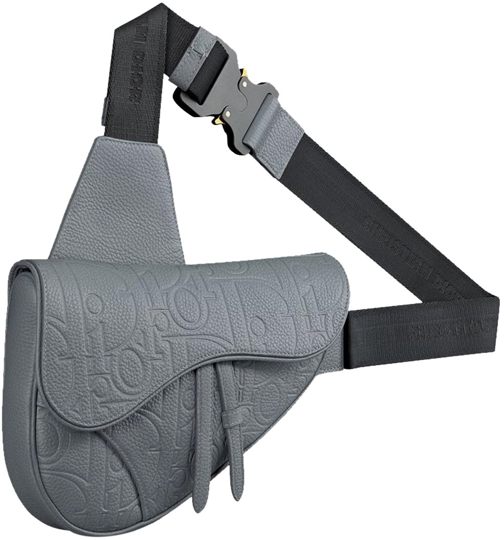 Dior Dior Leather Saddle Bag Grijs