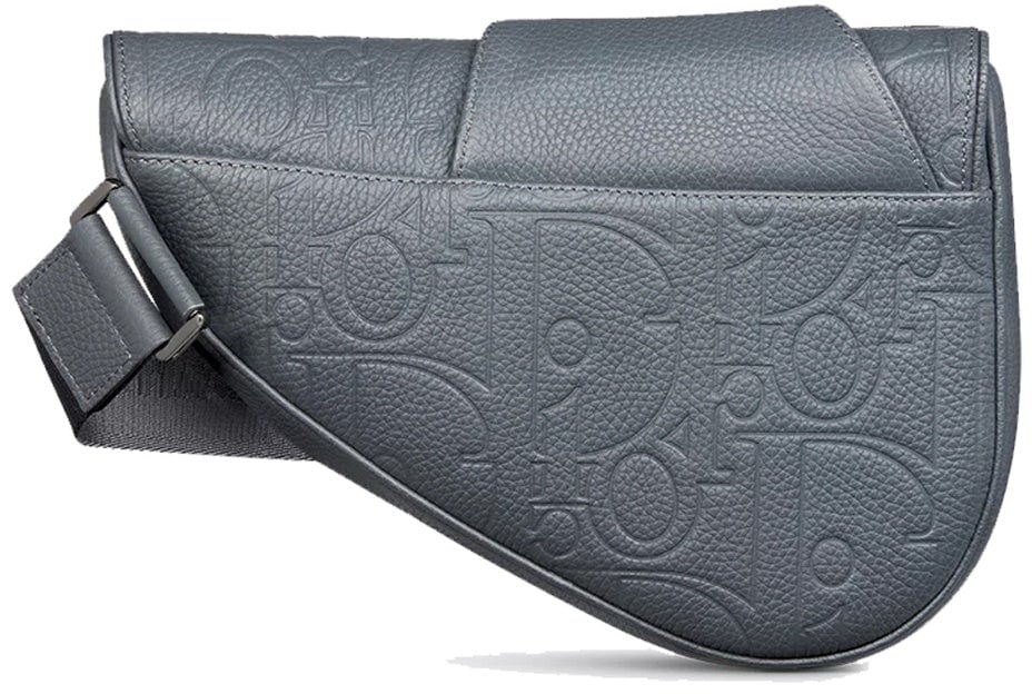 Dior Dior Leather Saddle Bag Grijs