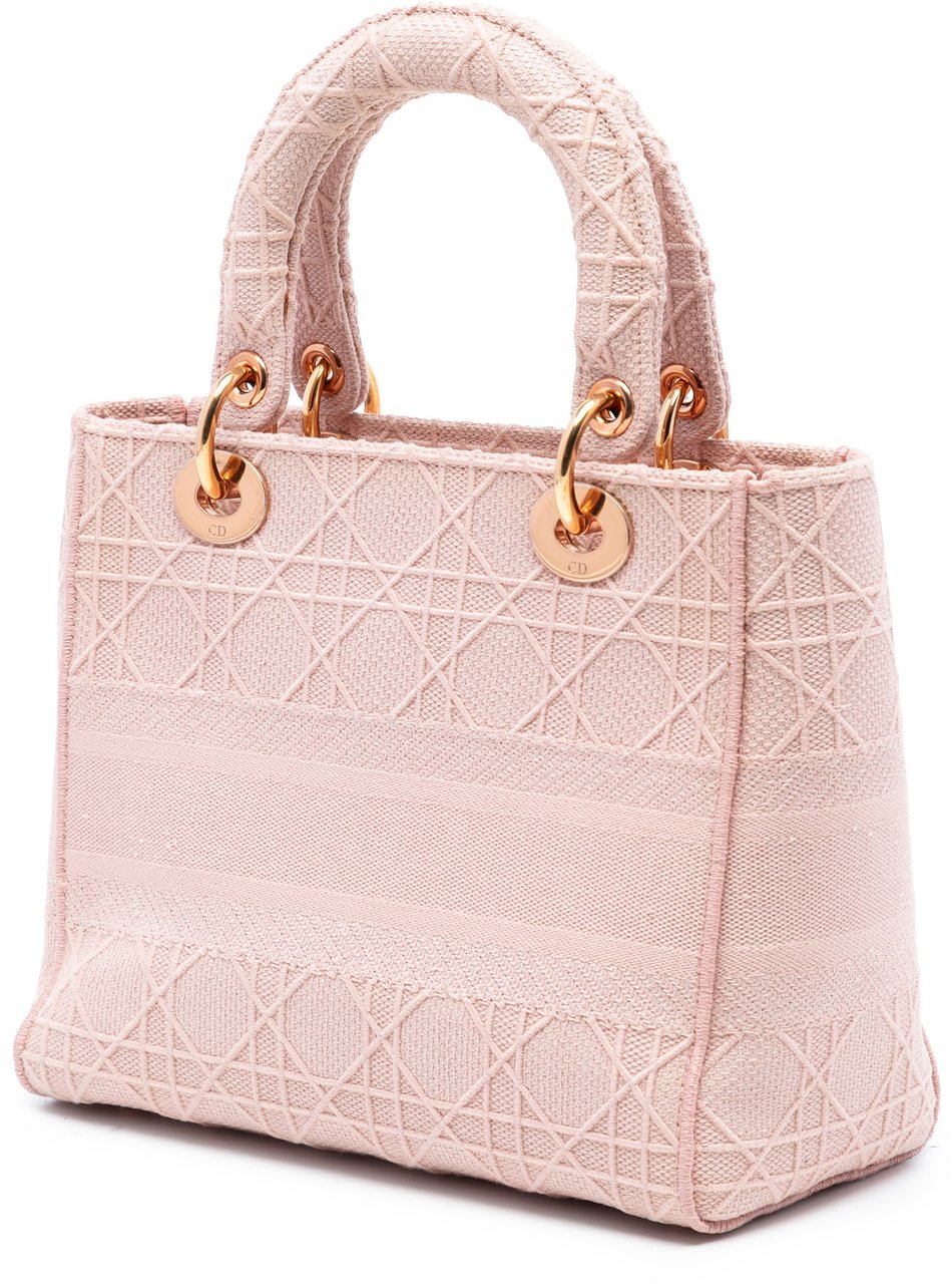 Dior Medium Canvas Cannage Lady D Lite Roze