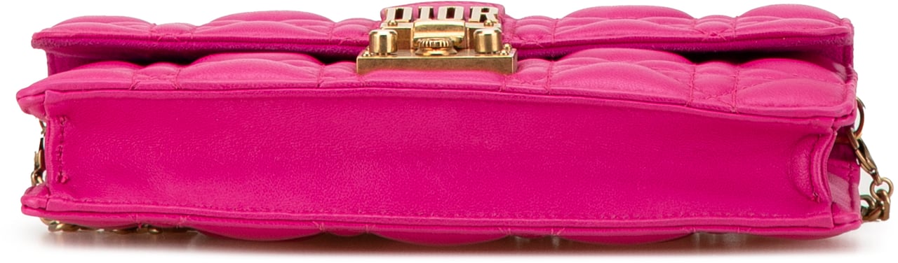 Dior Lambskin Cannage DiorAddict Wallet on Chain Roze