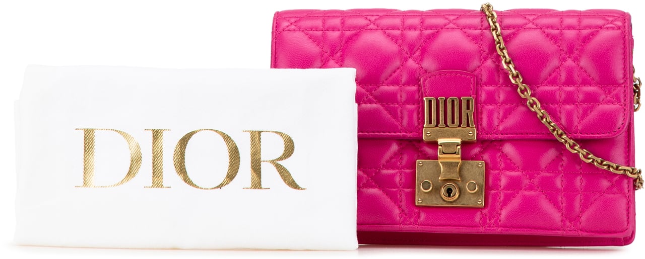 Dior Lambskin Cannage DiorAddict Wallet on Chain Roze