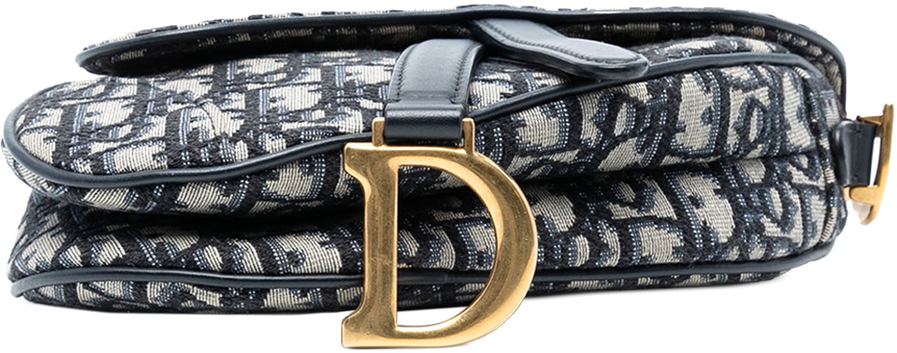 Dior Mini Oblique Canvas Saddle Bag Blauw