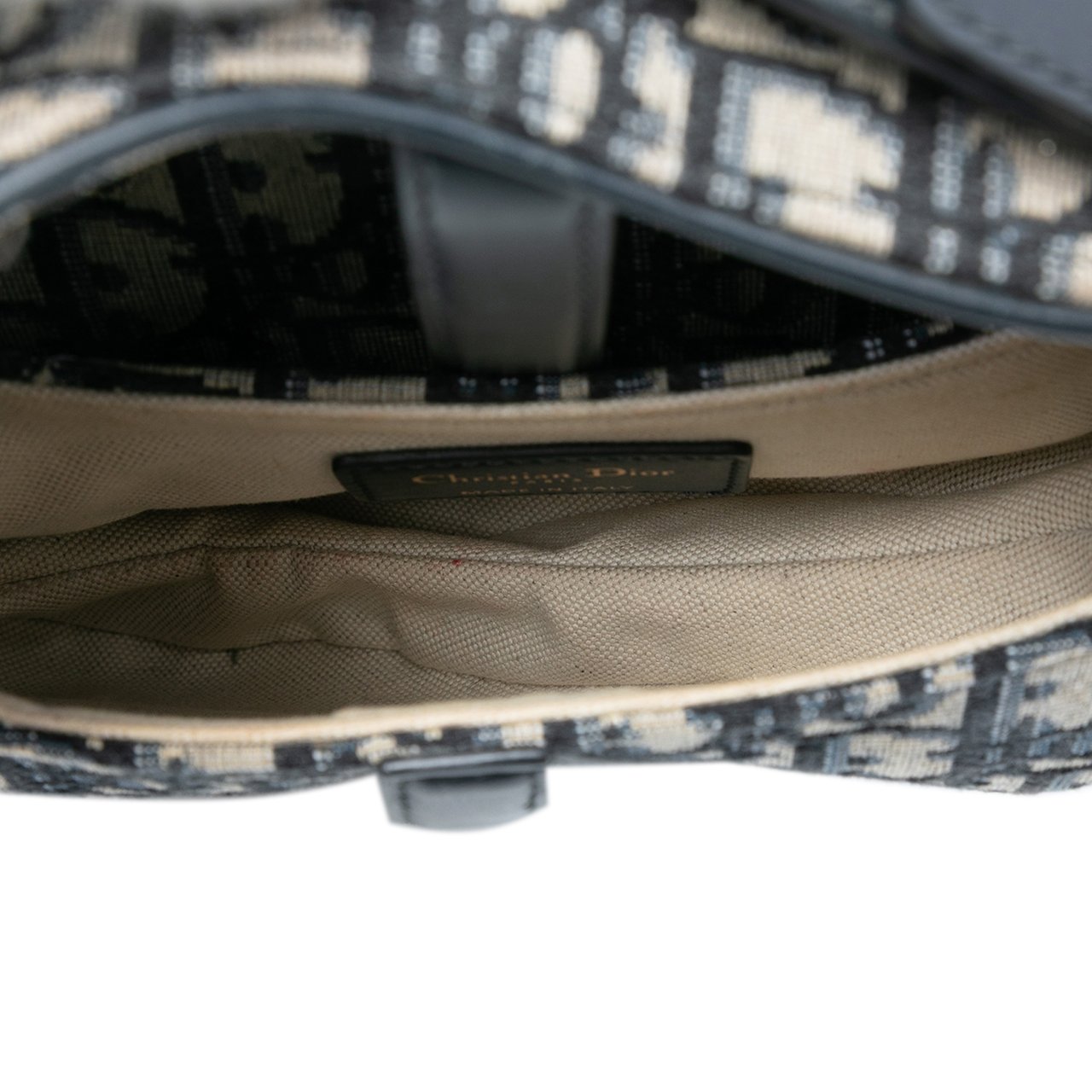 Dior Mini Oblique Canvas Saddle Bag Blauw