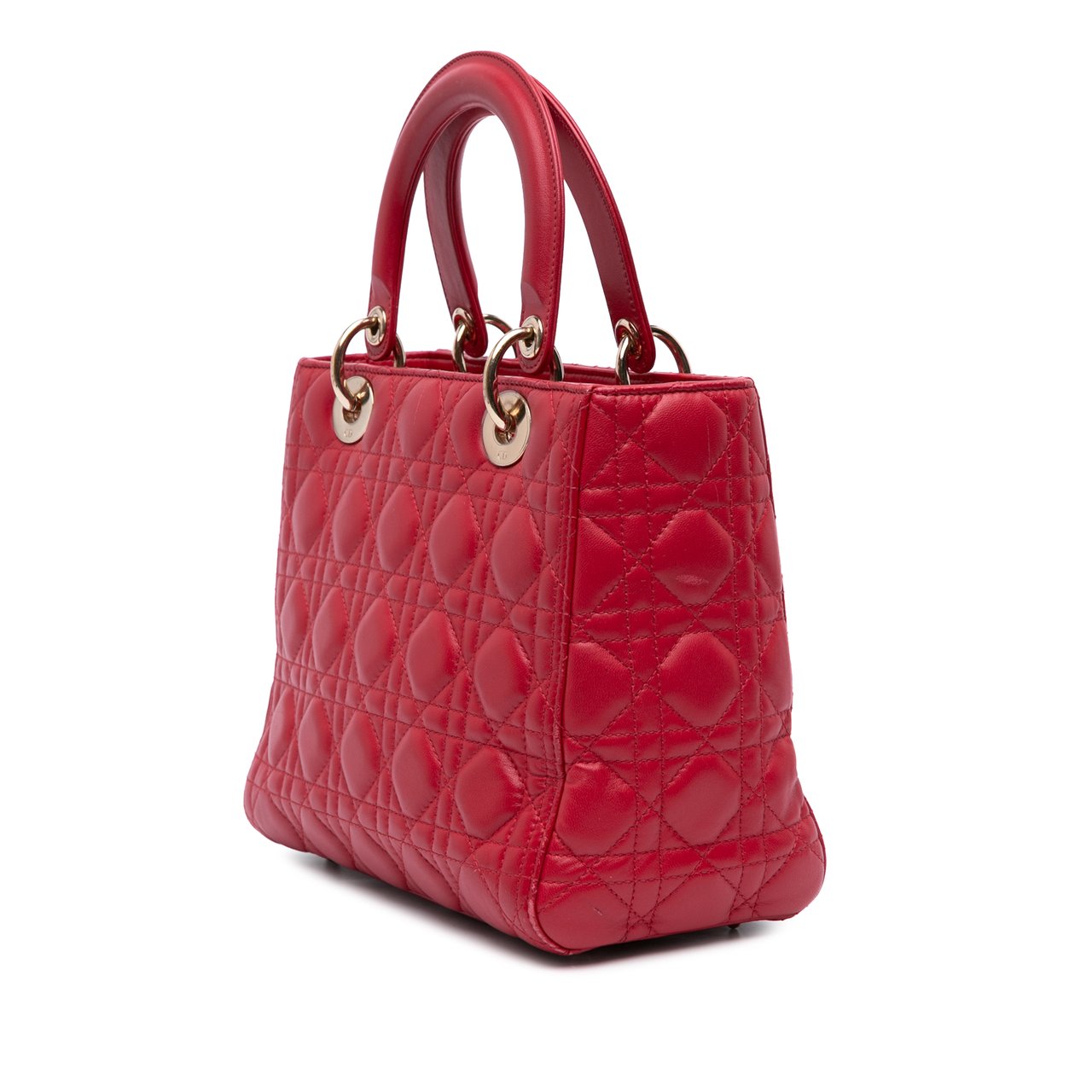 Dior Medium Lambskin Cannage Lady Dior Rood