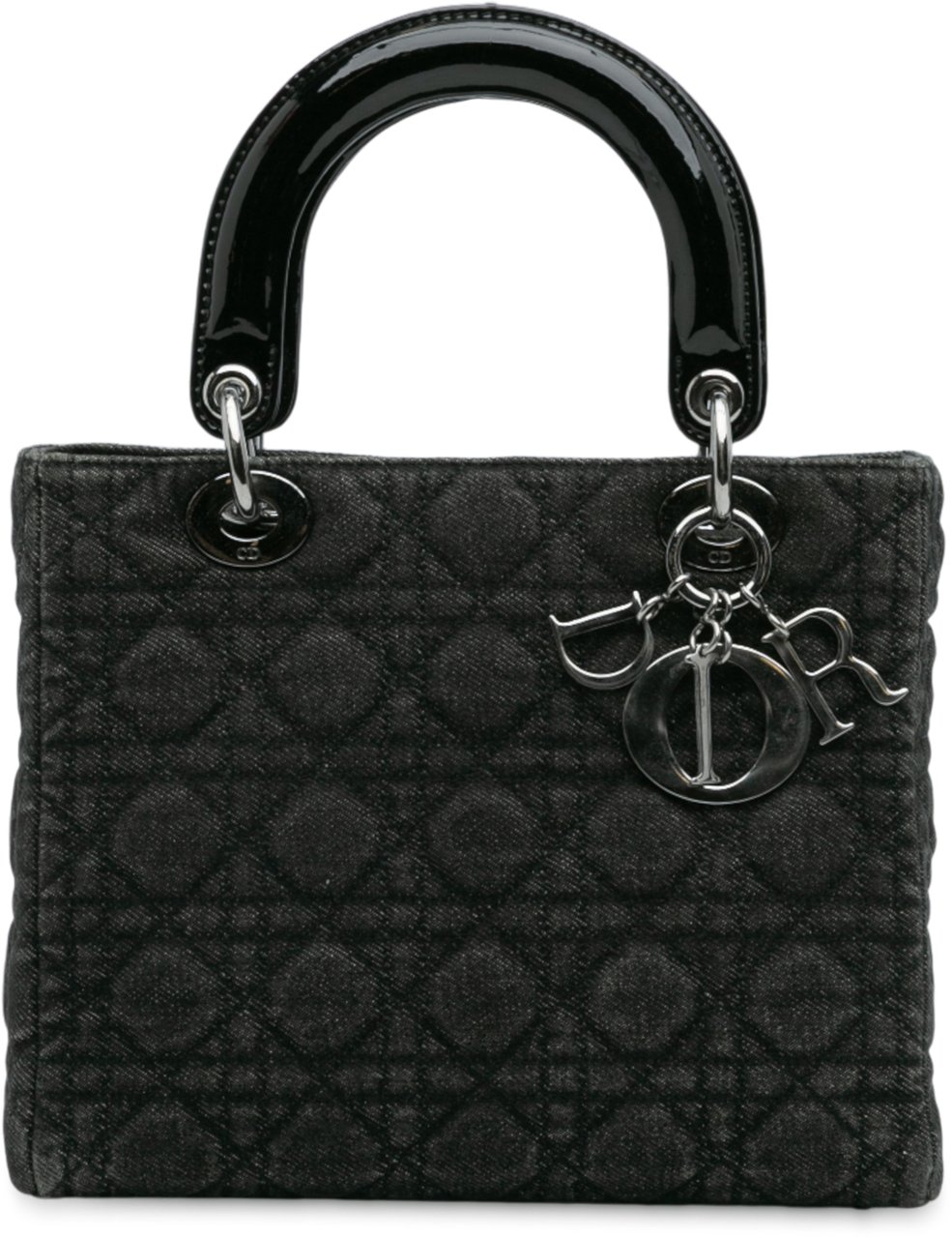 Dior Medium Denim Cannage Lady Dior Zwart