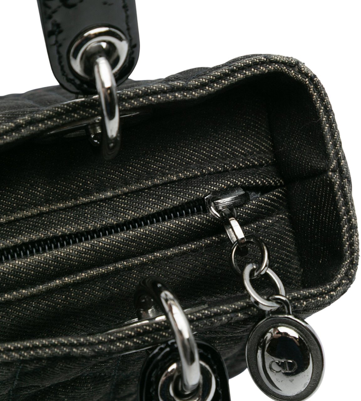 Dior Medium Denim Cannage Lady Dior Zwart