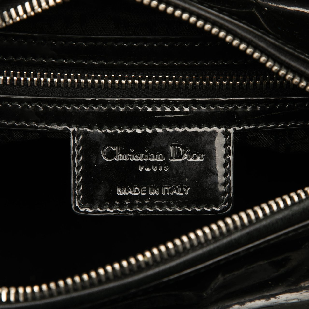 Dior Medium Patent Cannage Lady Dior Zwart