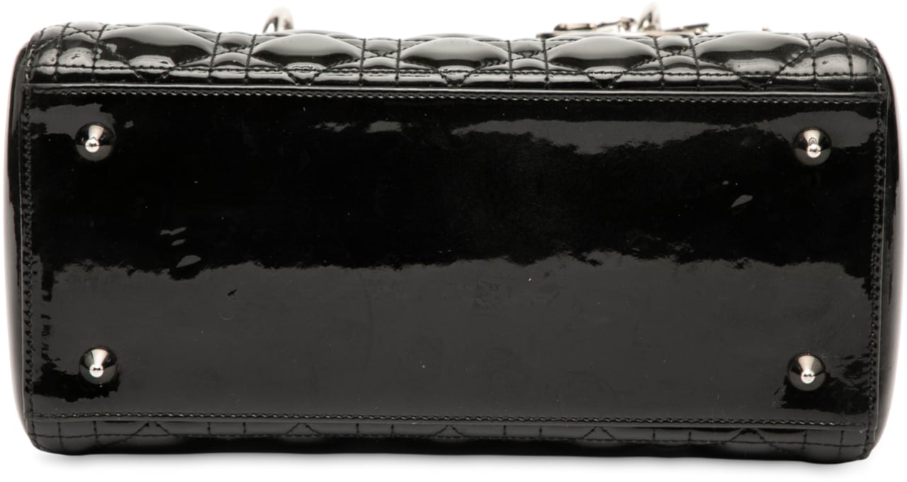 Dior Medium Patent Cannage Lady Dior Zwart