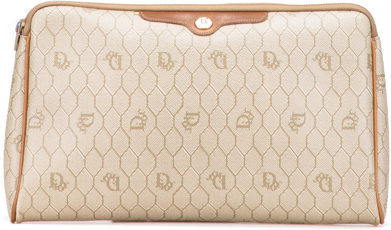 Dior Honeycomb Coated Canvas Clutch Bruin