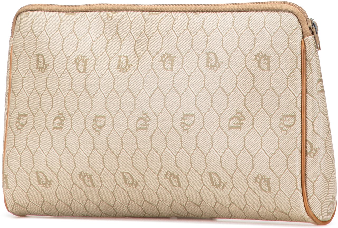 Dior Honeycomb Coated Canvas Clutch Bruin