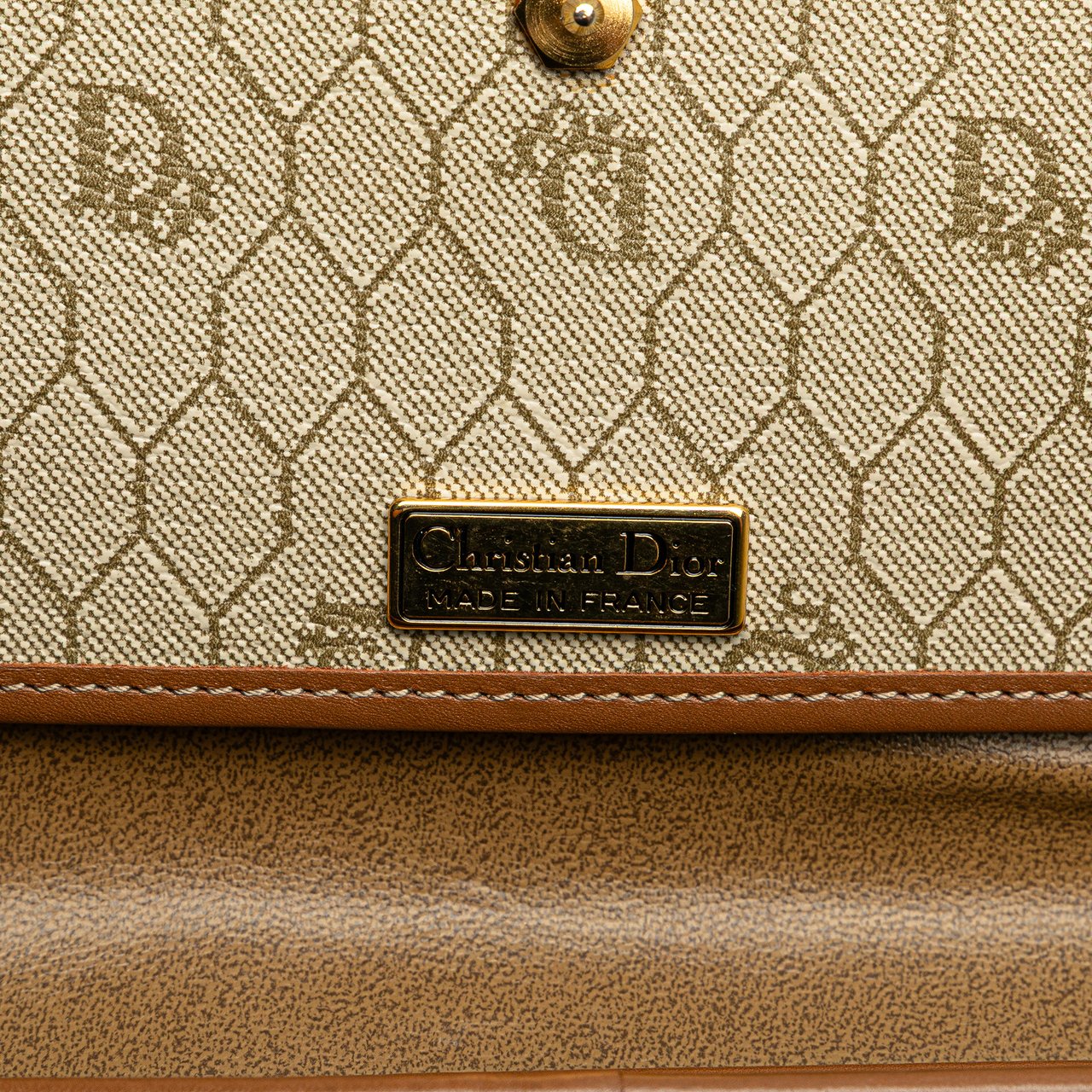Dior Honeycomb Coated Canvas Chain Shoulder Bag Bruin
