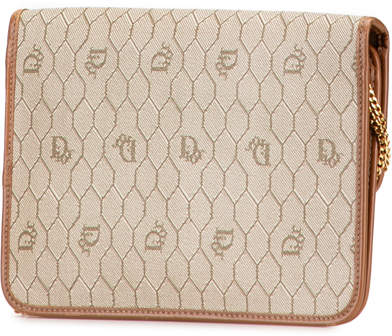 Dior Honeycomb Coated Canvas Chain Shoulder Bag Bruin