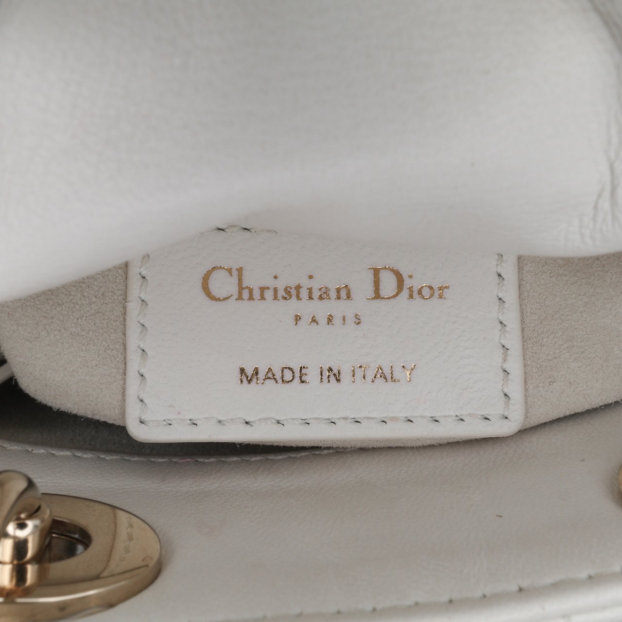 Dior Micro Lambskin Cannage Lady Dior Wit