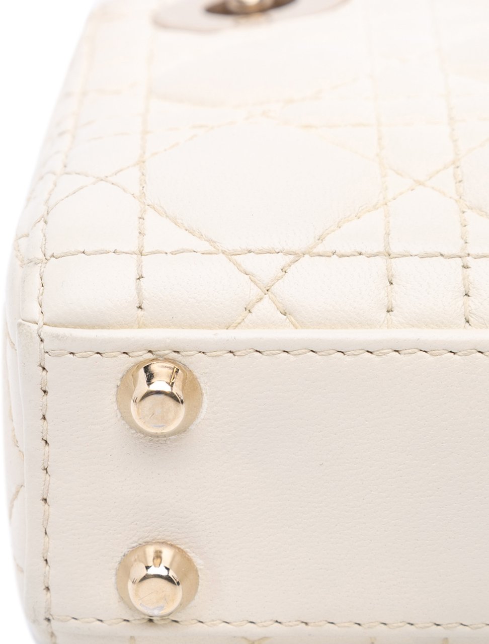 Dior Micro Lambskin Cannage Lady Dior Wit