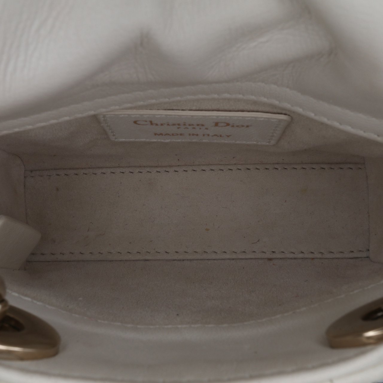 Dior Micro Lambskin Cannage Lady Dior Wit