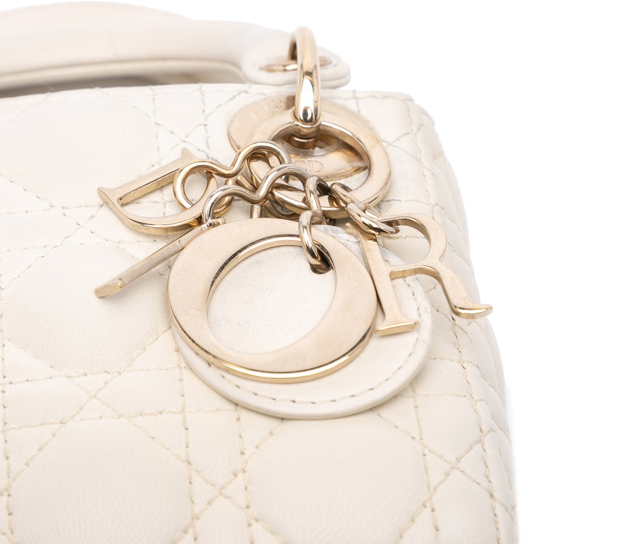 Dior Micro Lambskin Cannage Lady Dior Wit