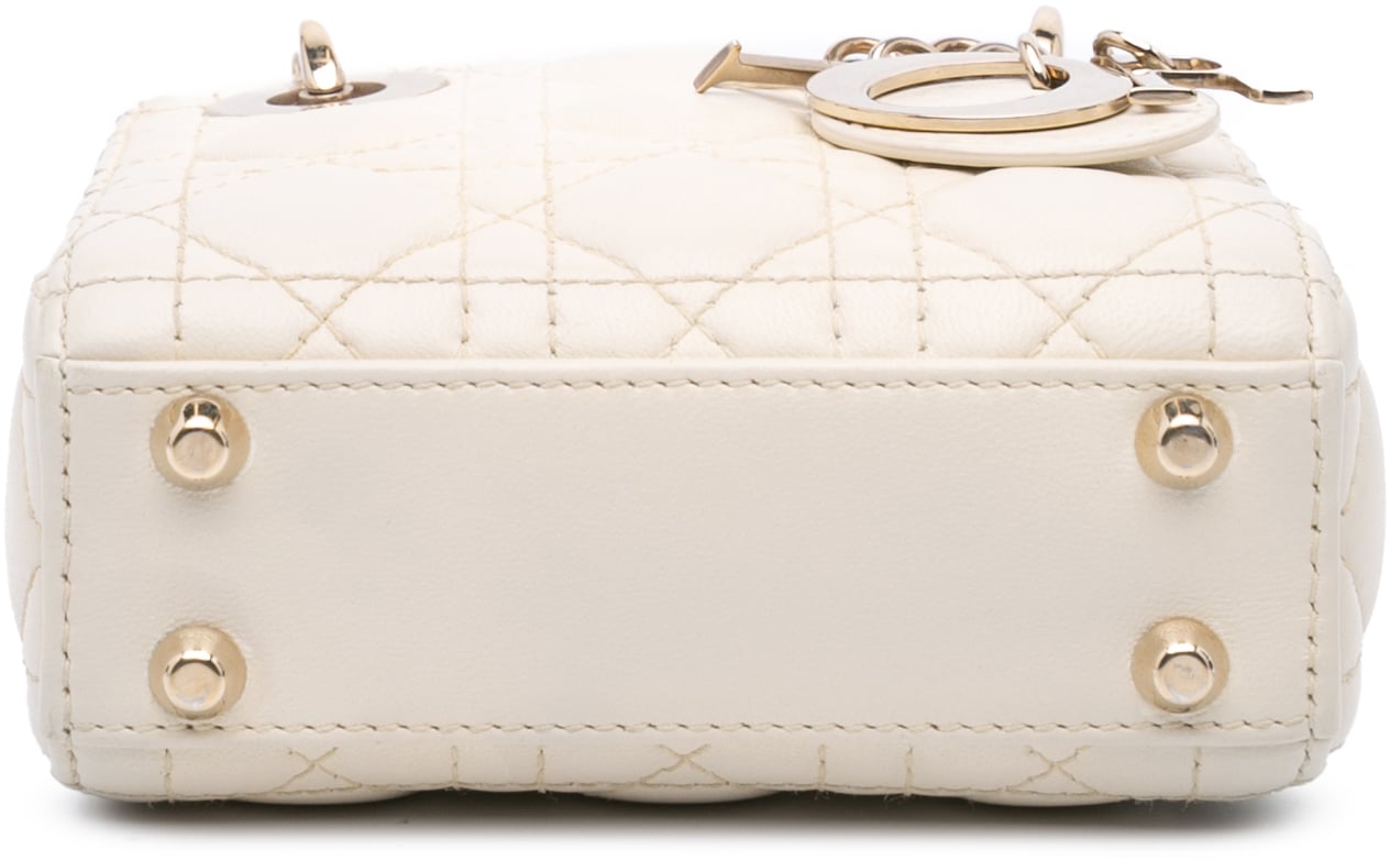 Dior Micro Lambskin Cannage Lady Dior Wit