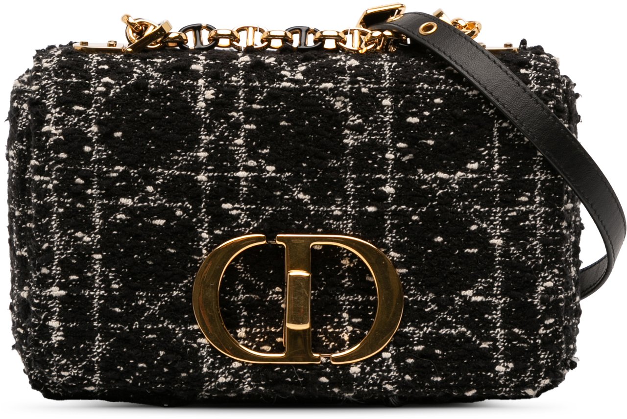 Dior Small Tweed Macrocannage Caro Bag Zwart