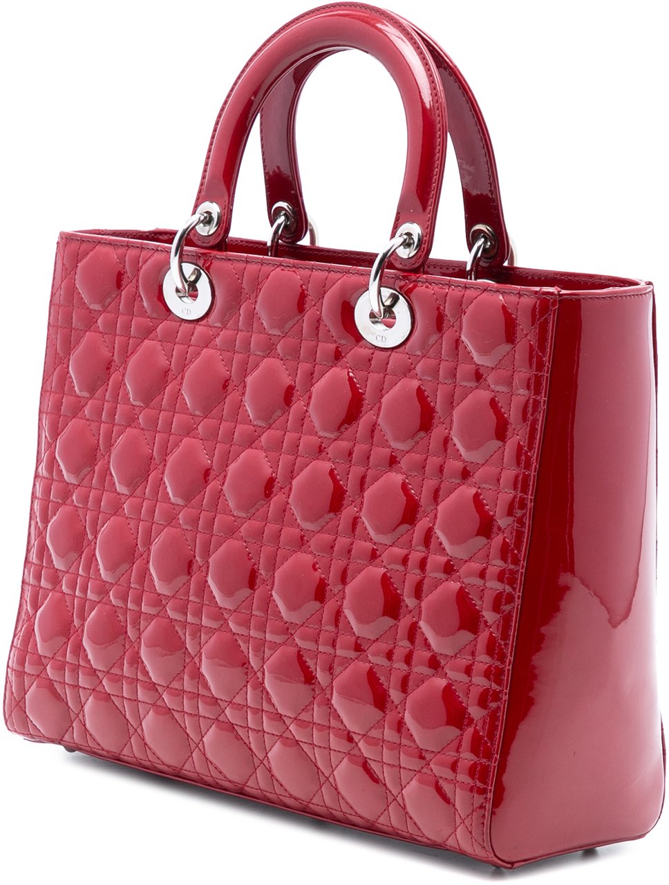 Dior Large Patent Cannage Lady Dior Rood