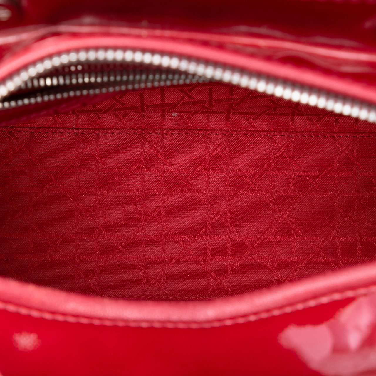 Dior Large Patent Cannage Lady Dior Rood