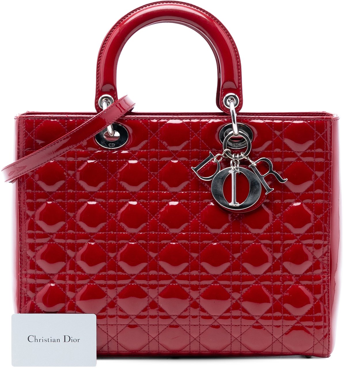 Dior Large Patent Cannage Lady Dior Rood