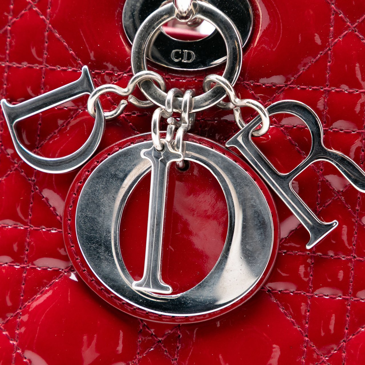 Dior Large Patent Cannage Lady Dior Rood