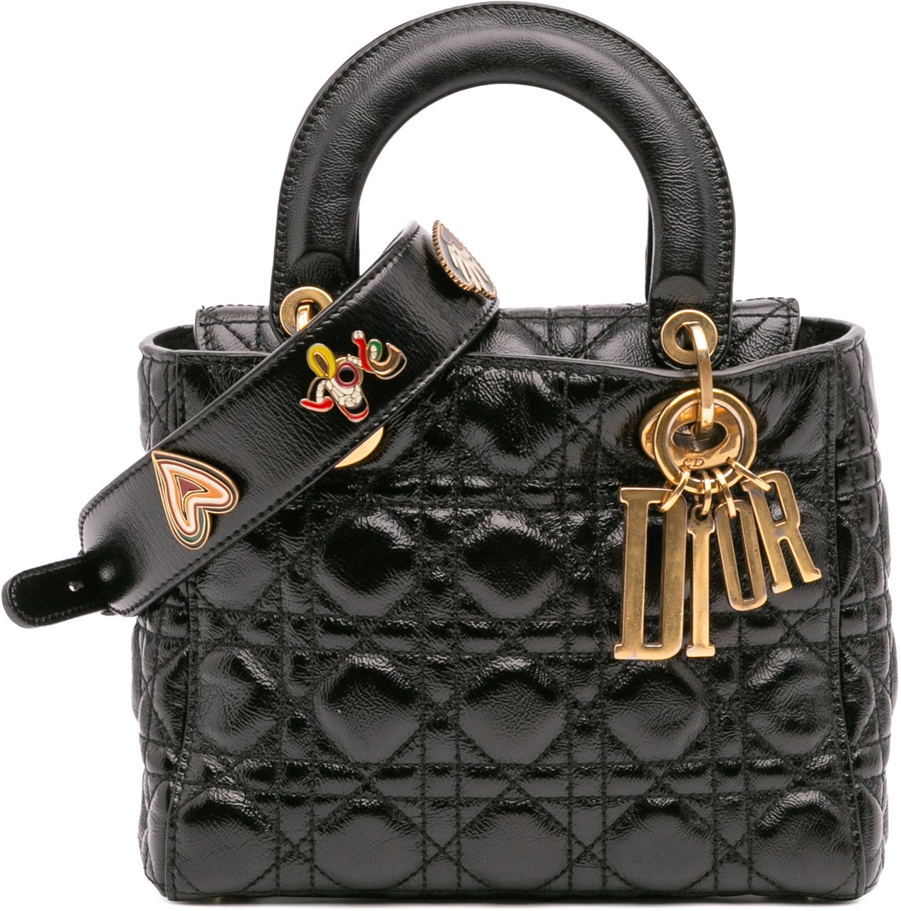 Dior Small Crinkled Patent Cannage My ABCDior Lady Dior Zwart