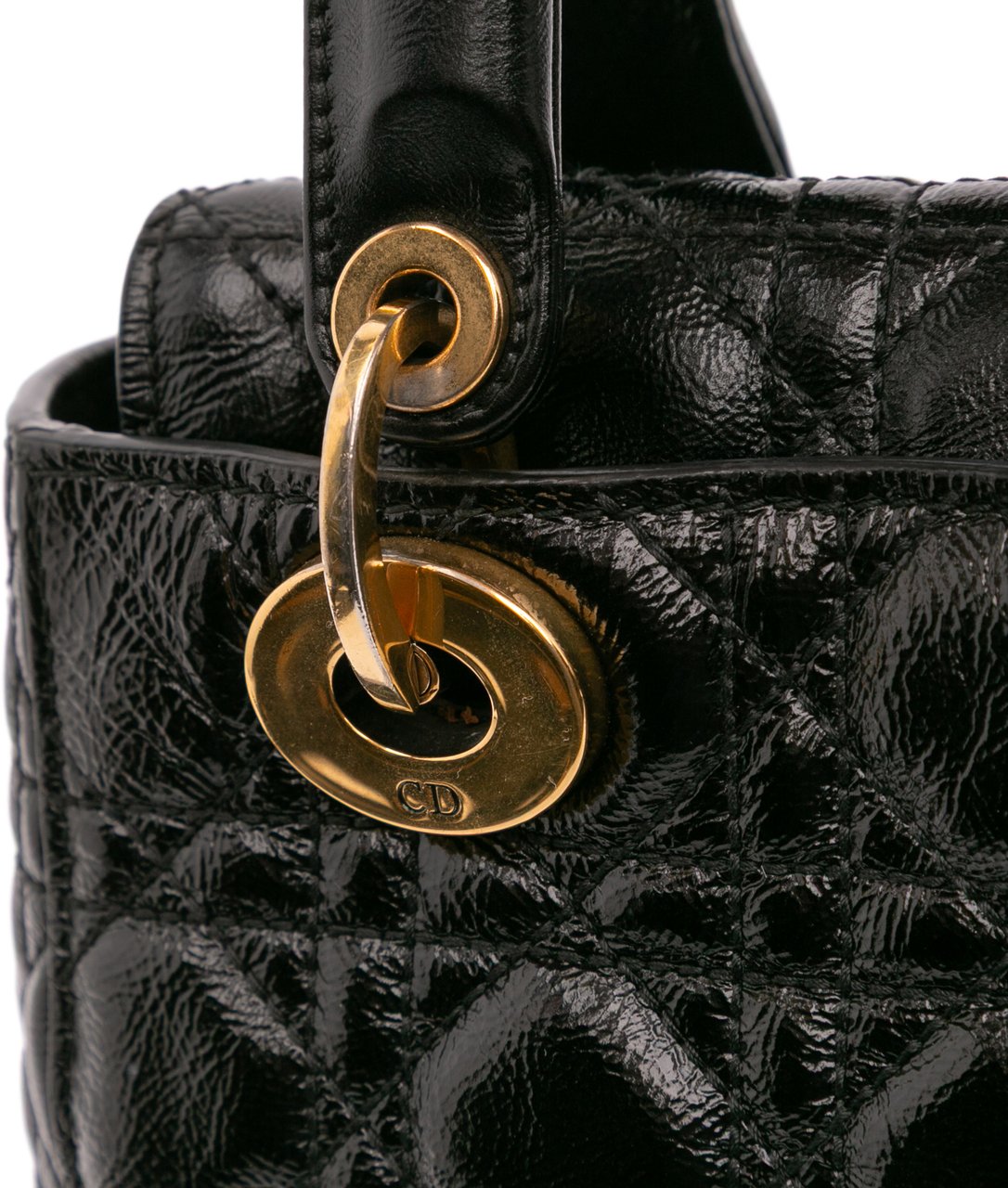 Dior Small Crinkled Patent Cannage My ABCDior Lady Dior Zwart