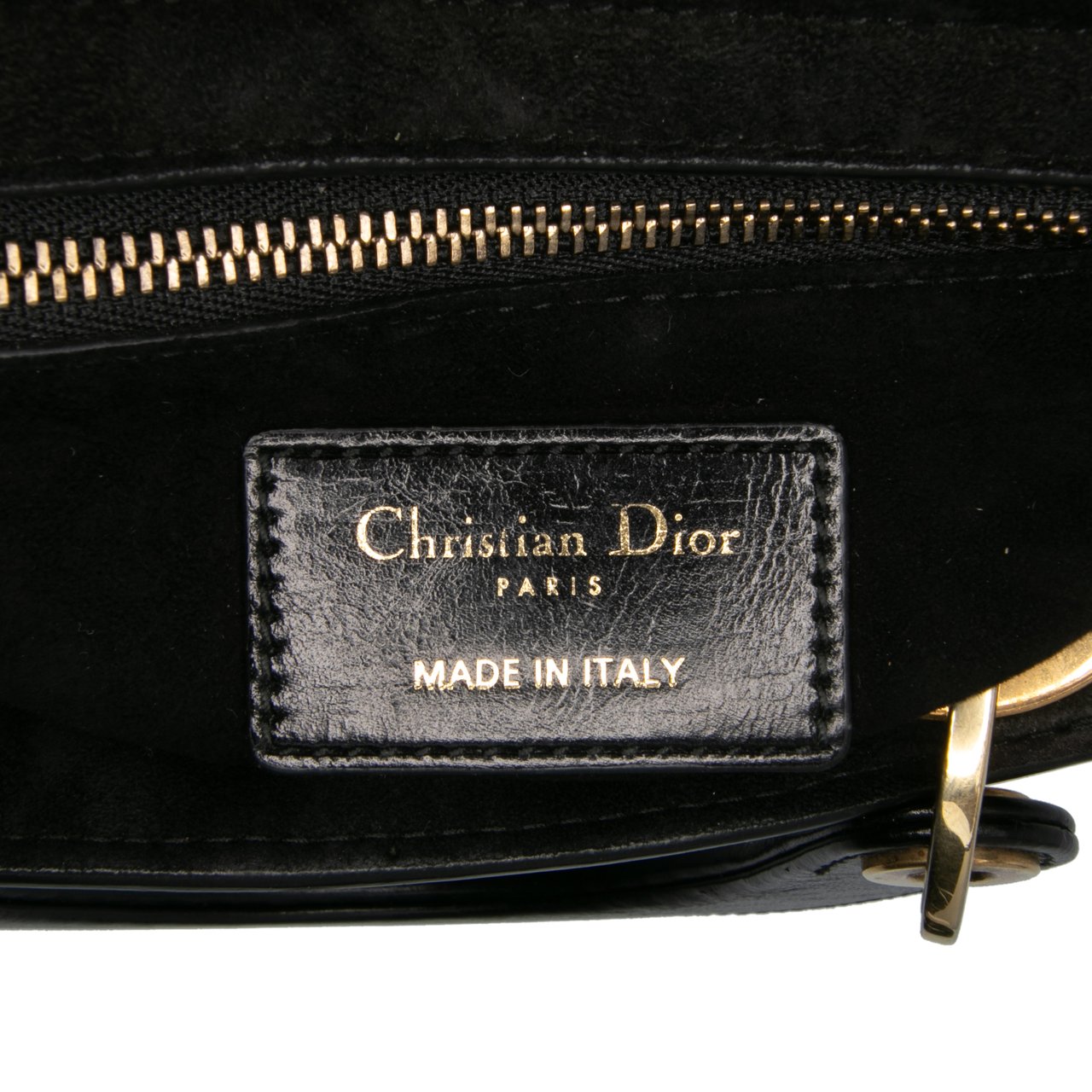 Dior Small Crinkled Patent Cannage My ABCDior Lady Dior Zwart