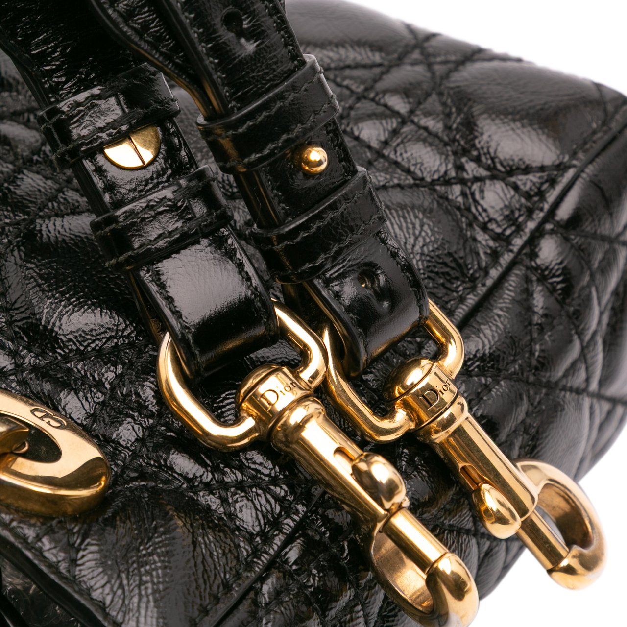 Dior Small Crinkled Patent Cannage My ABCDior Lady Dior Zwart