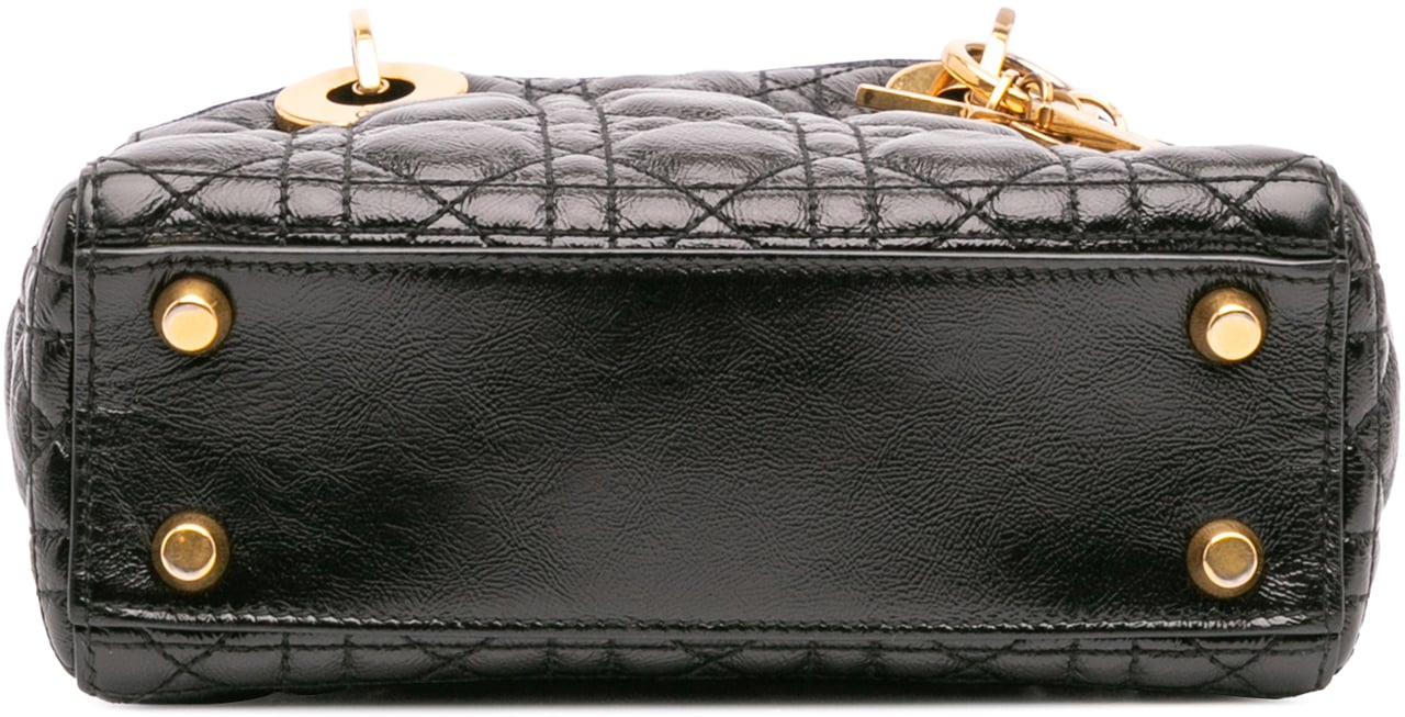 Dior Small Crinkled Patent Cannage My ABCDior Lady Dior Zwart