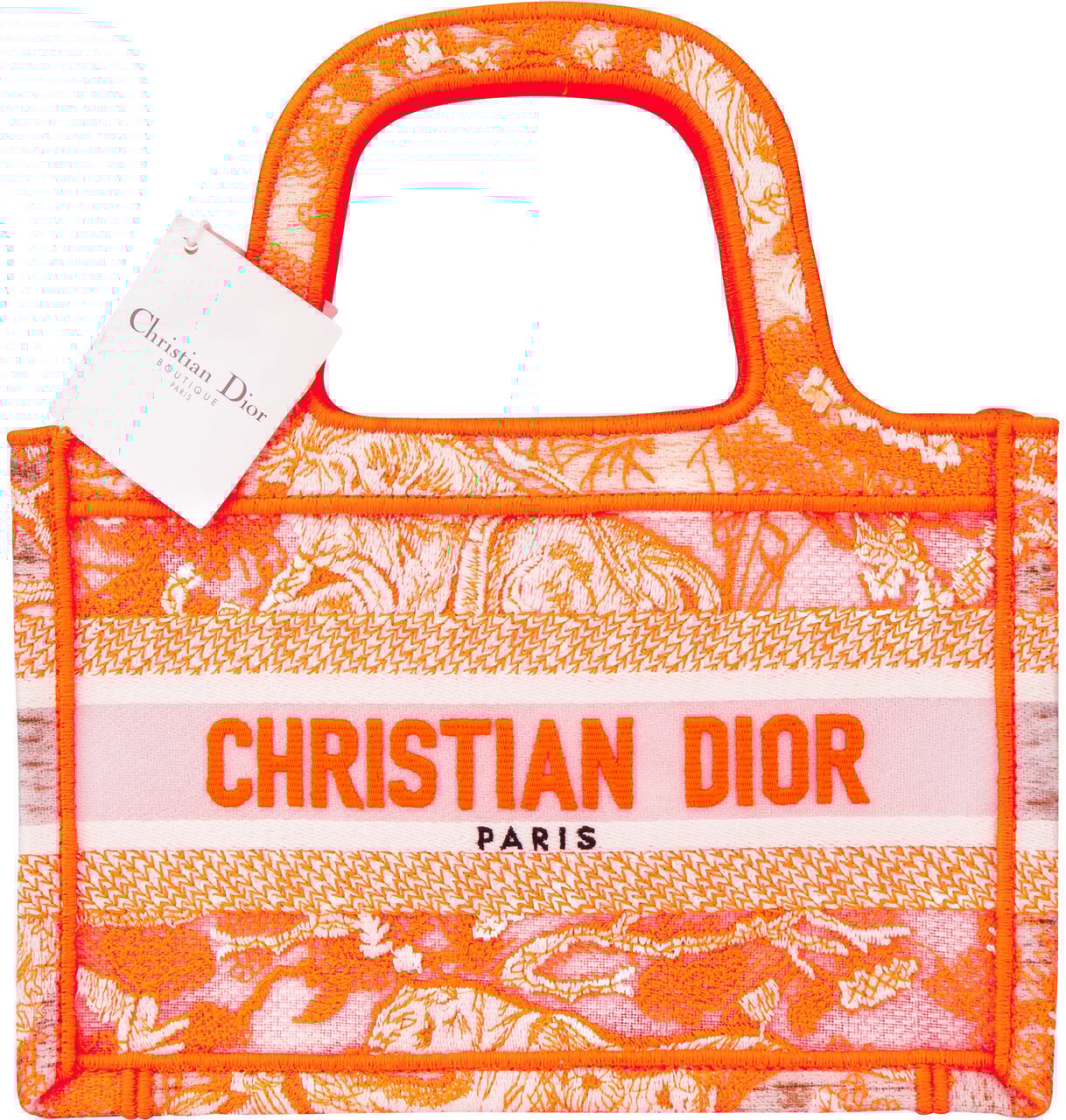 Dior Christian Dior Orange Multicolor Oblique Micro Book Tote Handbag Divers