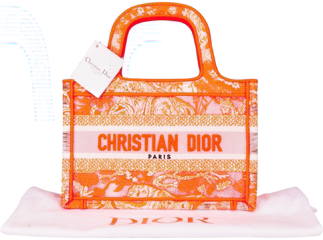 Dior Christian Dior Orange Multicolor Oblique Micro Book Tote Handbag Divers
