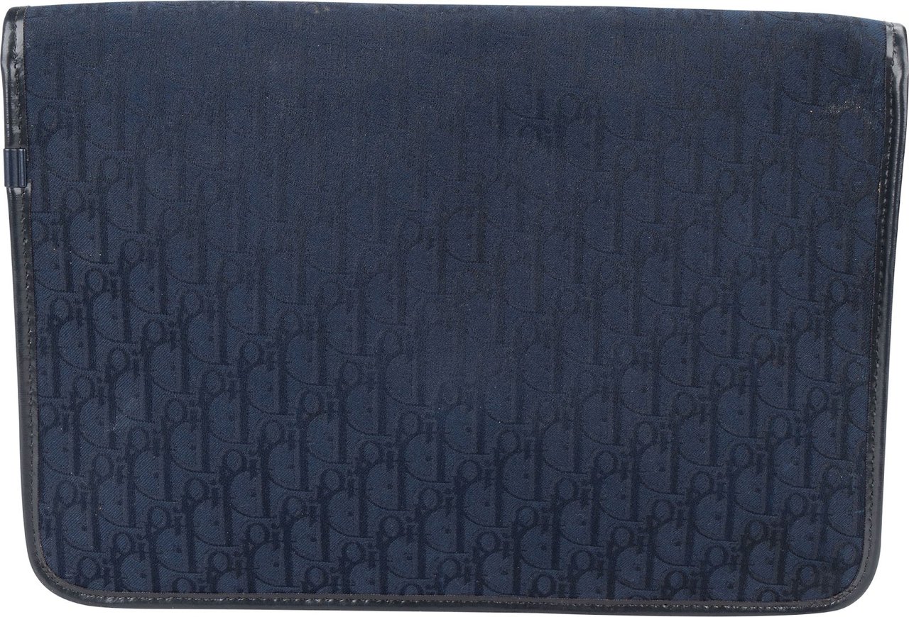 Dior Christian Dior Oblique Trotter Monogram Envelope Clutch Blauw