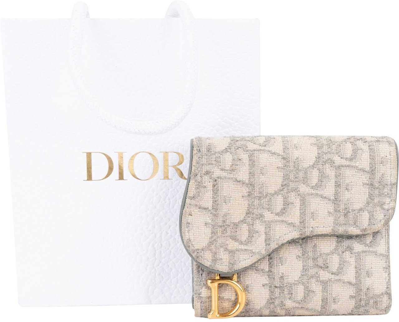 Dior Christian Dior Trotter Monogram Saddle Compact Wallet Donkergrijs