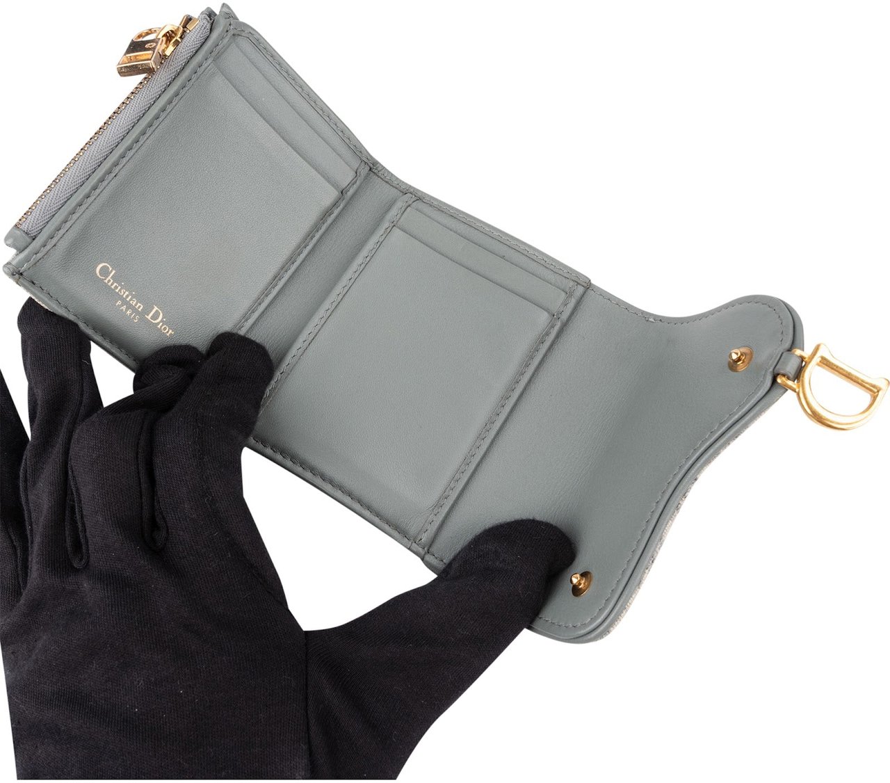 Dior Christian Dior Trotter Monogram Saddle Compact Wallet Donkergrijs