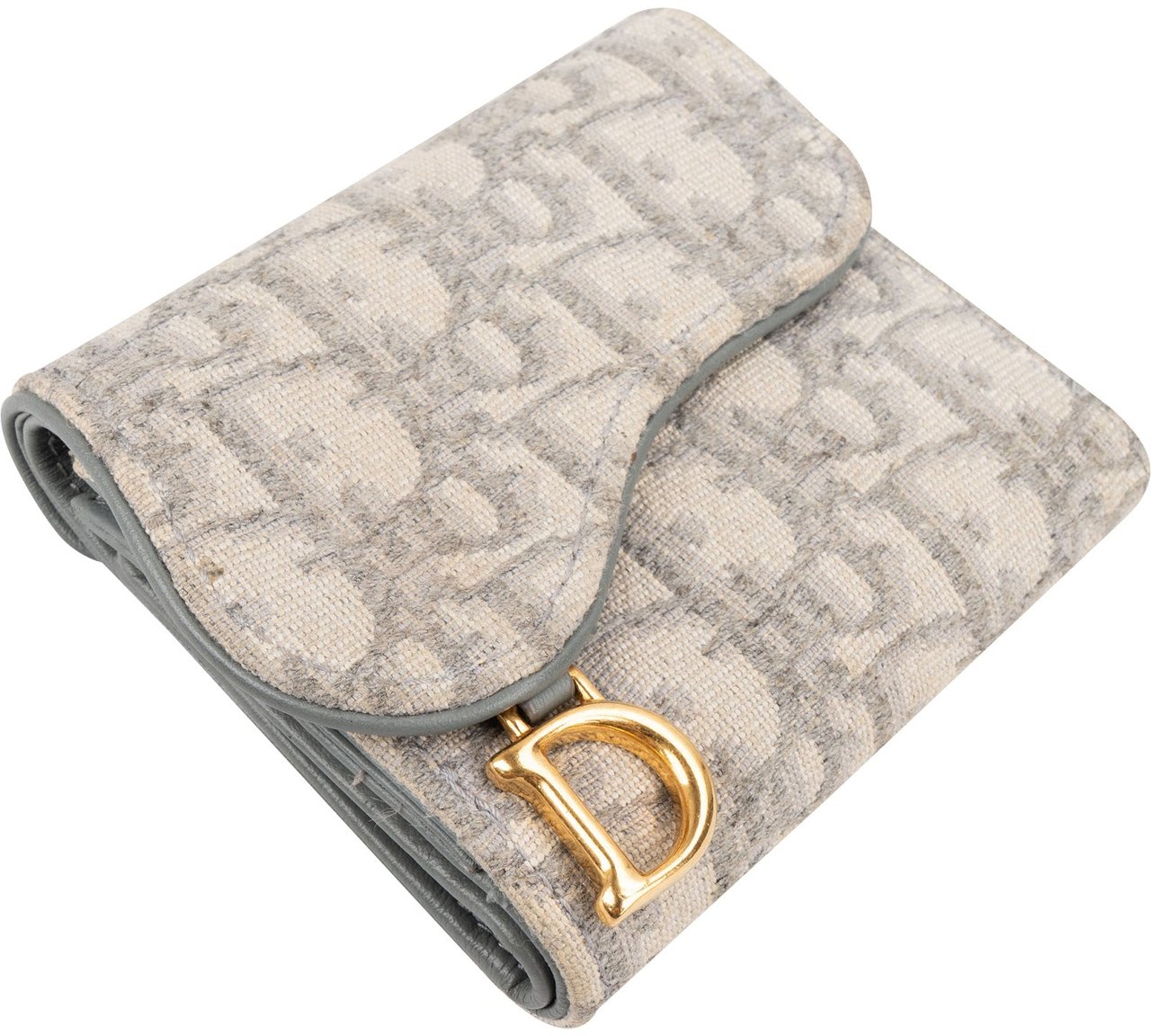 Dior Christian Dior Trotter Monogram Saddle Compact Wallet Donkergrijs