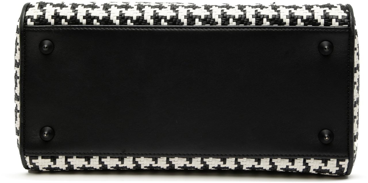 Dior Medium Calfskin Woven Houndstooth Lady Dior Zwart