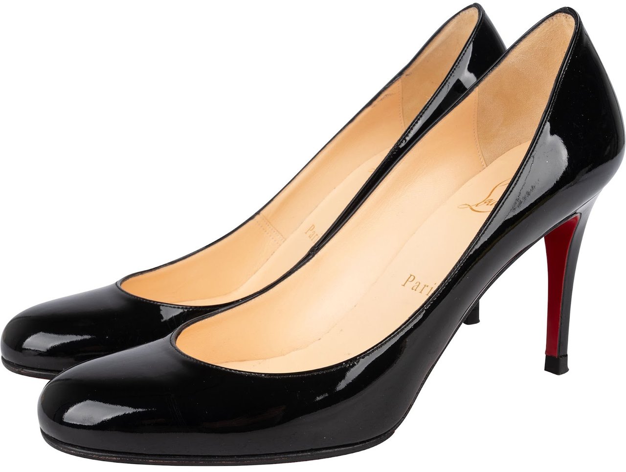 Dior Christian Louboutin Simple Classic Black Patent Leather Pumps (37,5) Zwart