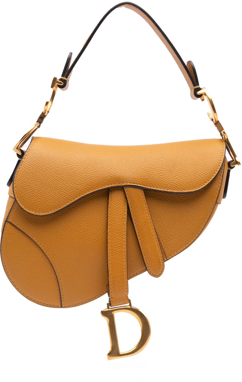 Dior Mini Grained Calfskin Saddle Bag Bruin