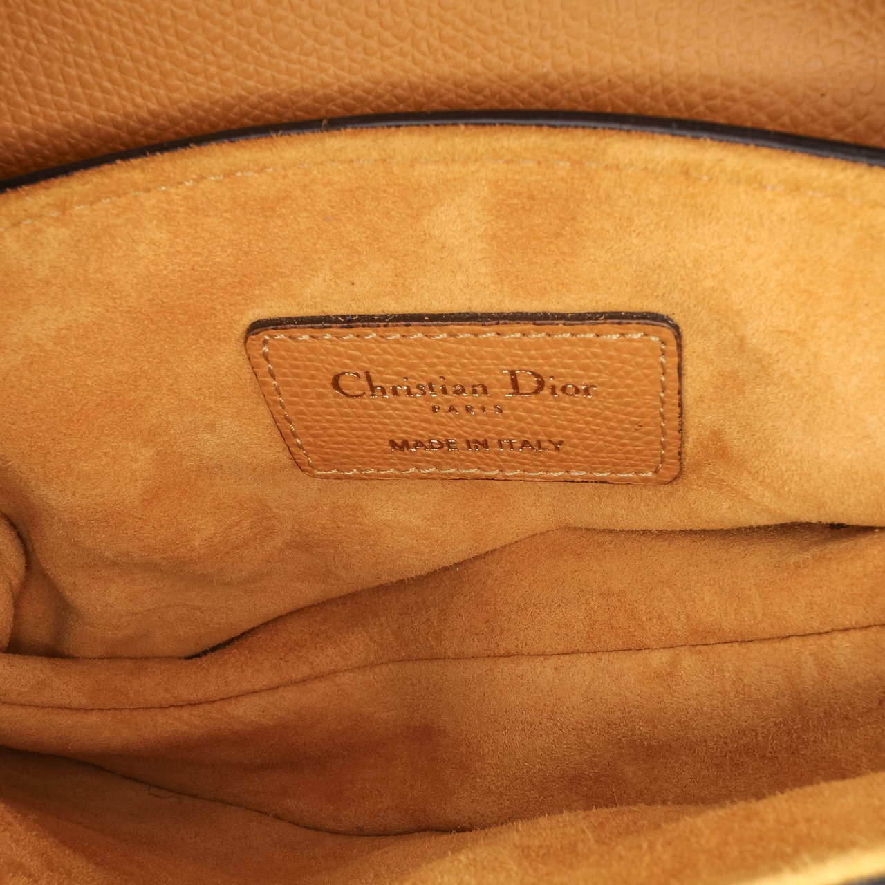 Dior Mini Grained Calfskin Saddle Bag Bruin