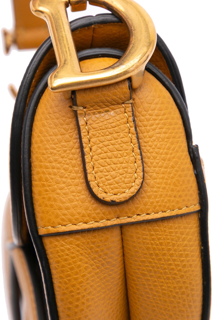 Dior Mini Grained Calfskin Saddle Bag Bruin