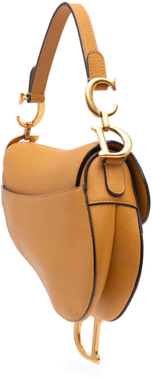 Dior Mini Grained Calfskin Saddle Bag Bruin